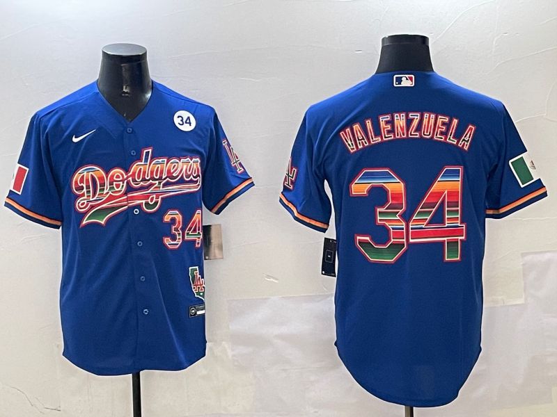 Men Los Angeles Dodgers #34 Valenzuela Blue Fashion Game 2025 Nike MLB Jersey style 3121->los angeles dodgers->MLB Jersey